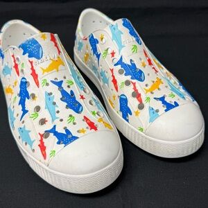 Native Jefferson Shark Grid Shell White Child 13 Lightweight Slip On Shoes